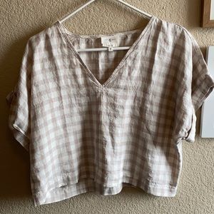 Lou&Grey gingham linen v-neck top
